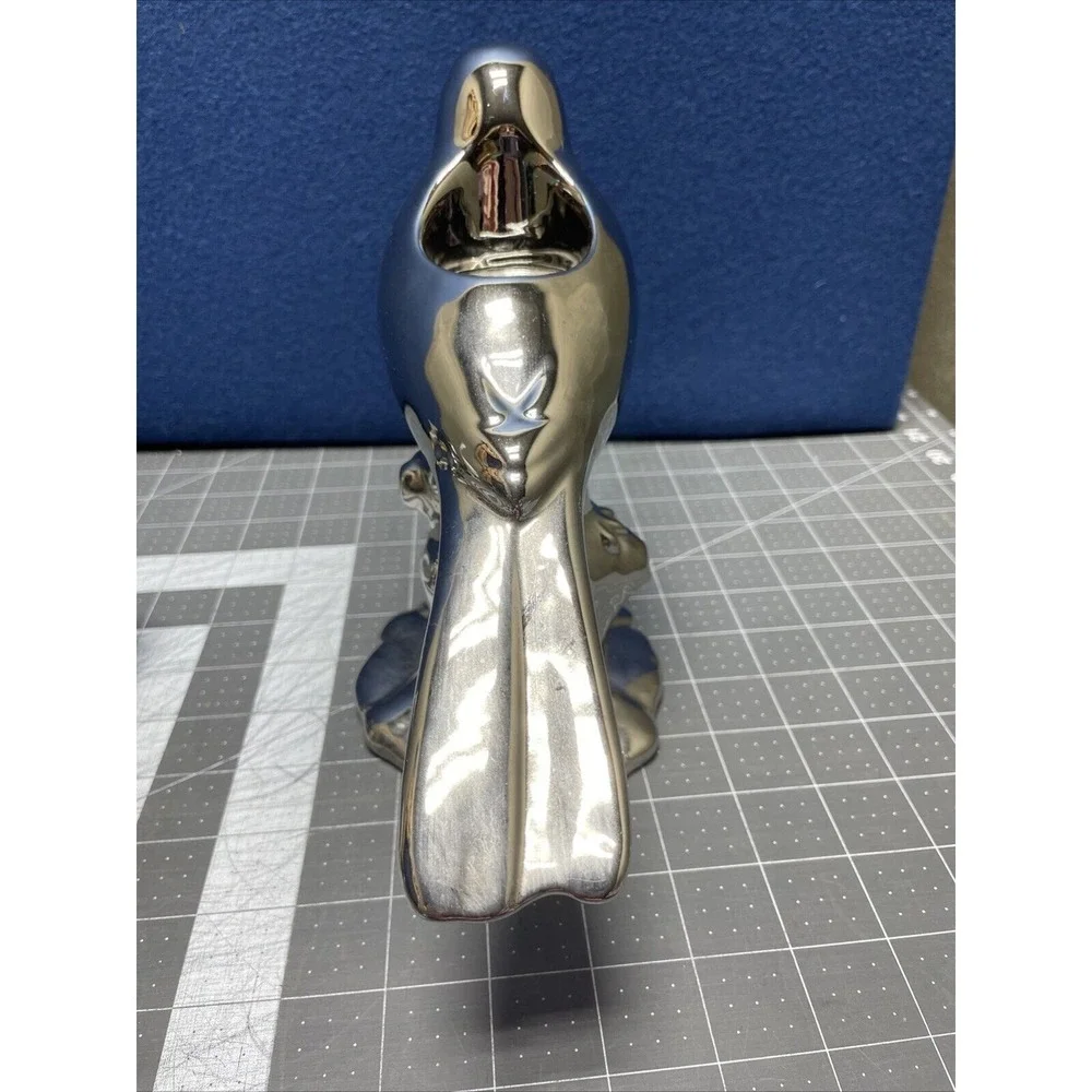 Bird Pair Ceramic Chrome Silver Mirror Finish Figurine Home Decor Style Lot Of 2